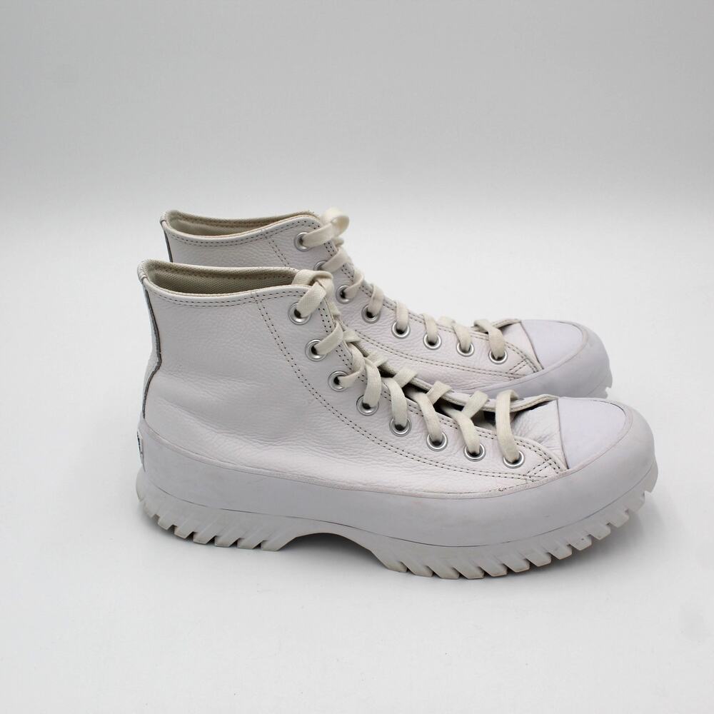 Converse Platform Sneaker Leather Womens 10 White Chuck Taylor High Top Lug Sole